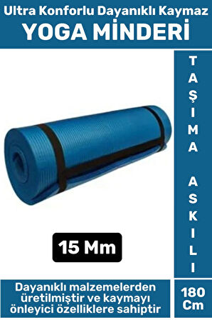 Premium Dayanıklı Konforlu Kaymaz Fitness Yoga Aerobik Meditasyon PİLATES MİNDERİ 15 Mm