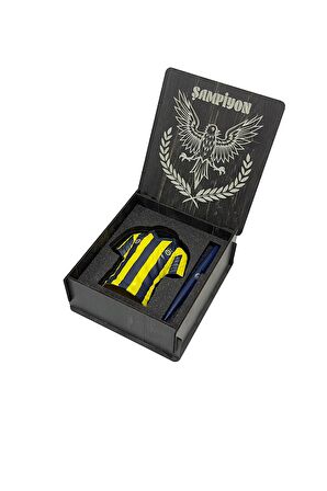 Fenerbahçe Lisanslı Forma Kalemlik Hediyelik Set Ahşap Kutulu