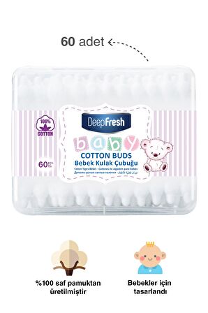 Deep Fresh Bebek Pamuklu Kulak Temizleme Çubuğu 60 Adet