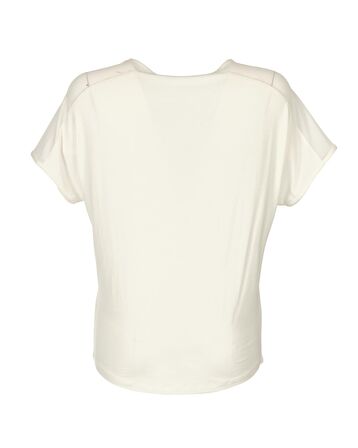 Daıdo Yuvarlak Yaka Taş Baskılı Kısa Kollu Ekru Kadın T-Shirt 20Y291900709