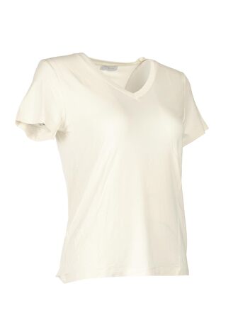 Daıdo V Yaka Basic Kısa Kollu Ekru Kadın T-Shirt 19Y291900970