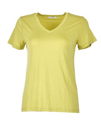 Daıdo V Yaka Basic Kısa Kollu Fıstık Yeşili Kadın T-Shirt 19Y291900970