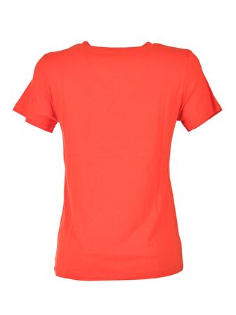 Daıdo V Yaka Basic Kısa Kollu Nar Çiçeği Kadın T-Shirt 19Y291900970