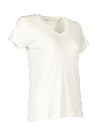 Daıdo V Yaka Basic Kısa Kollu Ekru Kadın T-Shirt 19Y291900972