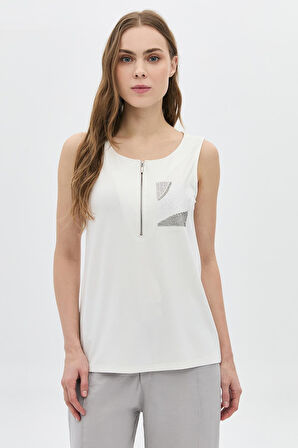 FERMUAR DETAYLI CEBİ PAYETLİ TAŞLI ATLET