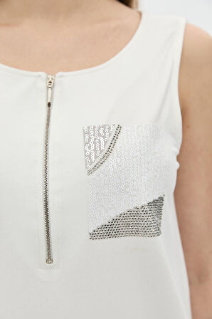 FERMUAR DETAYLI CEBİ PAYETLİ TAŞLI ATLET