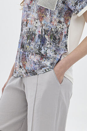 Daido Kadın Beli Lastikli Bol Paça Yan Cepli Pantolon 3812 Gri