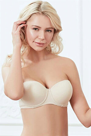 ÖZEL TASARIM  BALENLI DESTEKLI DOLGULU ASKISIZ STRAPLEZ GÜNLÜK KLASIK T-SHIRT SÜTYENI