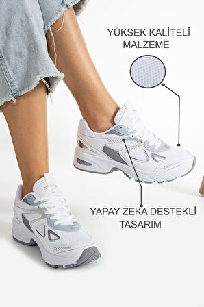 Kadın Beyaz Spor Ayakkabı Günlük Rahat Air Taban Sneaker N110