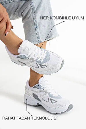 Kadın Beyaz Spor Ayakkabı Günlük Rahat Air Taban Sneaker N110