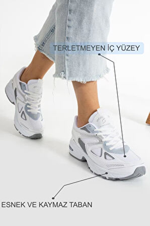 Kadın Beyaz Spor Ayakkabı Günlük Rahat Air Taban Sneaker N110