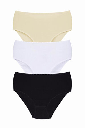 Kadın Ribana Yüksek Bel Büyük Beden Külot 3'lü Paket