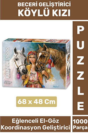 Özel Eğlenceli El Göz Koordinasyon Beceri Görsel Algı Geliştirici Çocuk 1000 Parça PUZZLE KÖYLÜ KIZI
