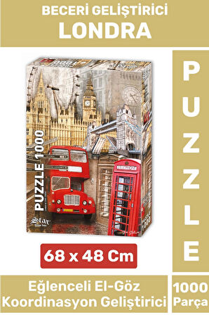 Eğlenceli El Göz Koordinasyon Beceri Görsel Algı Geliştirici Çocuk 1000 Parça PUZZLE LONDRA