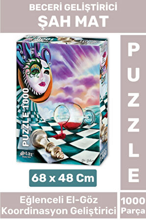 Özel Eğlenceli El Göz Koordinasyon Beceri Görsel Algı Geliştirici Çocuk 1000 Parça PUZZLE ŞAH MAT
