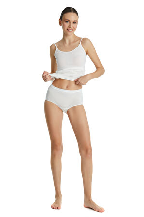 Blackspade Kadın Krem Yüksek Bel Slip Külot 1307
