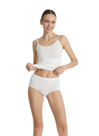 Blackspade Kadın Beyaz Büyük Beden Yüksek Bel Slip Külot 1307