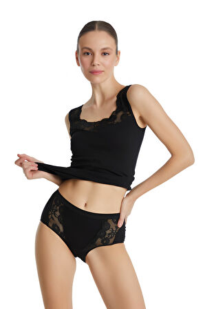 Blackspade Kadın Siyah Büyük Beden Dantelli Slip Külot 1316