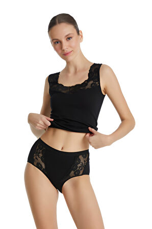 Blackspade Kadın Siyah Büyük Beden Dantelli Slip Külot 1316