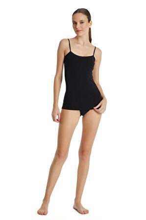 Blackspade Kadın Siyah Atlet Aura Satin 1404