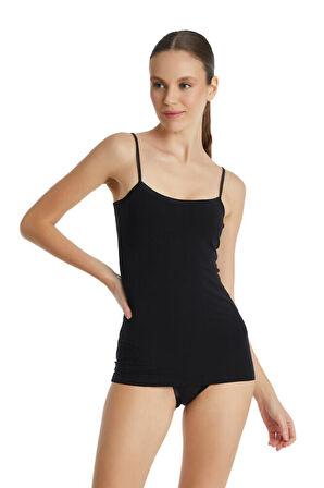 Blackspade Kadın Siyah Atlet Aura Satin 1404