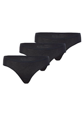 Blackspade Kadın Siyah Slip Külot 3'lü Paket Essential 1575
