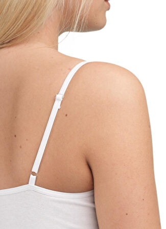 Blackspade Kadın Beyaz İnce Askılı Çıtçıtlı Body 1980