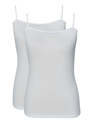 Blackspade Kadın Beyaz İnce Askılı Atlet 2'li Paket 1592