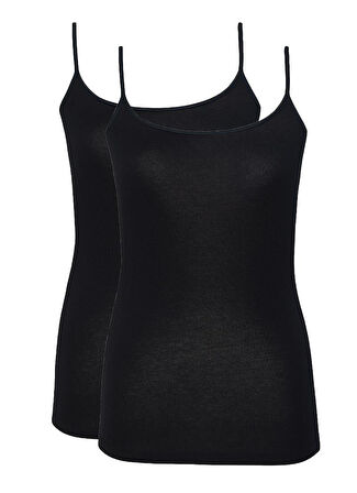 Blackspade Kadın Siyah İnce Askılı Atlet 2'li Paket 1591