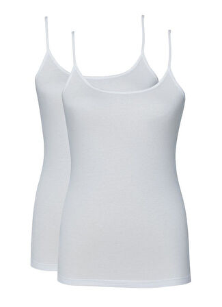 Blackspade Kadın Beyaz İnce Askılı Atlet 2'li Paket 1591