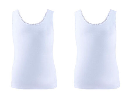 Blackspade Kız Çocuk Beyaz Atlet 2'li Paket 1297