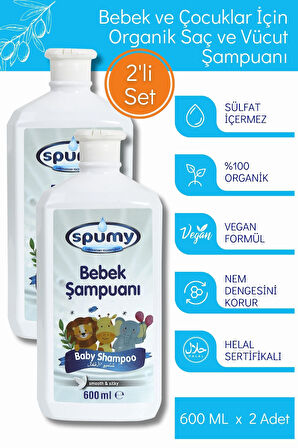 Organik Sertifikalı 2'li Hassas Saç Ve Vücut Bebek Şampuanı - 600 ml x 2