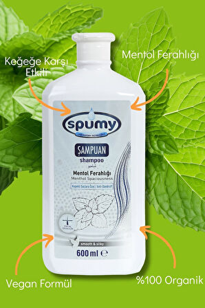 Mentol Ferahlığı Kepekli Saçlara Özel 2'li Organik Şampuan - 600 ml x 2