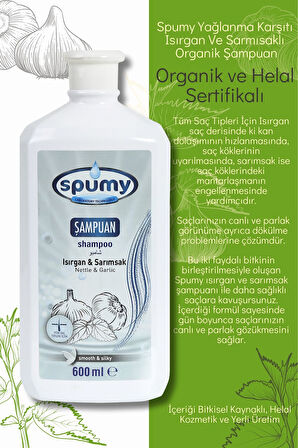 Yağlanma ve Dökülme Karşıtı Isırgan Ve Sarmısaklı 3+1 Organik Şampuan - 600 ML x 4