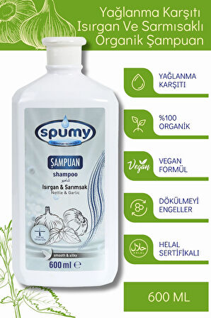 Yağlanma Ve Dökülme Karşıtı Isırgan Ve Sarmısaklı Organik Şampuan - 600 ml