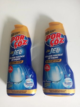 Porçöz Premium üç etkili bulaşık makinesi jel deterjanı 900ml x 2li