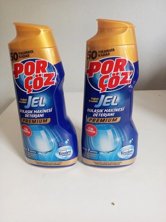 Porçöz Premium üç etkili bulaşık makinesi jel deterjanı 900ml x 2li