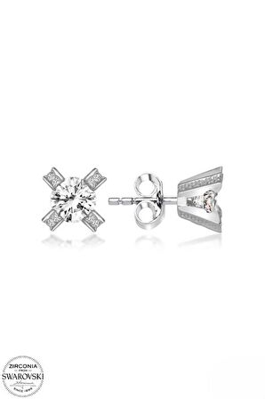 SWAROVSKİ ZİRCONİA PIRLANTA MONTÜR TEK TAŞ 925 AYAR GÜMÜŞ KÜPE