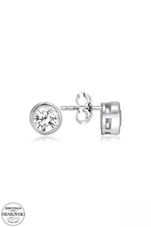 SWAROVSKİ ZİRCONİA PIRLANTA MONTÜR TEK TAŞ 925 AYAR GÜMÜŞ KÜPE