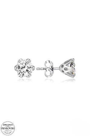 SWAROVSKİ ZİRCONİA PIRLANTA MONTÜR TEK TAŞ 925 AYAR GÜMÜŞ KÜPE