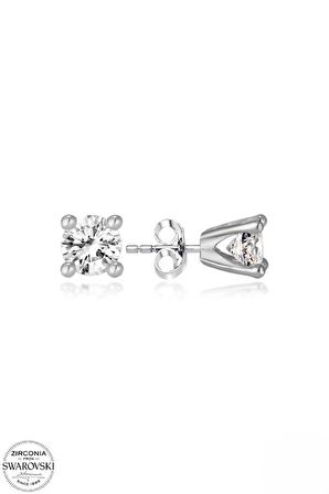 SWAROVSKİ ZİRCONİA PIRLANTA MONTÜR TEK TAŞ 925 AYAR GÜMÜŞ KÜPE