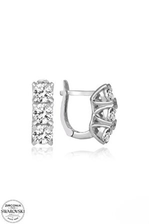 SWAROVSKİ ZİRCONİA PIRLANTA MONTÜR ÜÇ TAŞ 925 AYAR GÜMÜŞ KÜPE