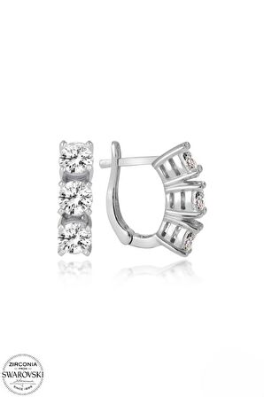SWAROVSKİ ZİRCONİA PIRLANTA MONTÜR ÜÇ TAŞ 925 AYAR GÜMÜŞ KÜPE