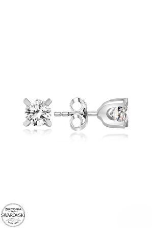 SWAROVSKİ ZİRCONİA PIRLANTA MONTÜR TEK TAŞ 925 AYAR GÜMÜŞ KÜPE