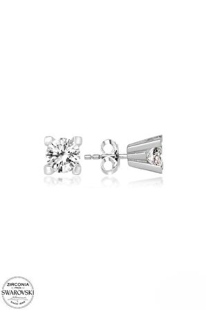 SWAROVSKİ ZİRCONİA PIRLANTA MONTÜR TEK TAŞ 925 AYAR GÜMÜŞ KÜPE