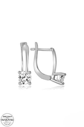 SWAROVSKİ ZİRCONİA PIRLANTA MONTÜR TEK TAŞ 925 AYAR GÜMÜŞ KÜPE