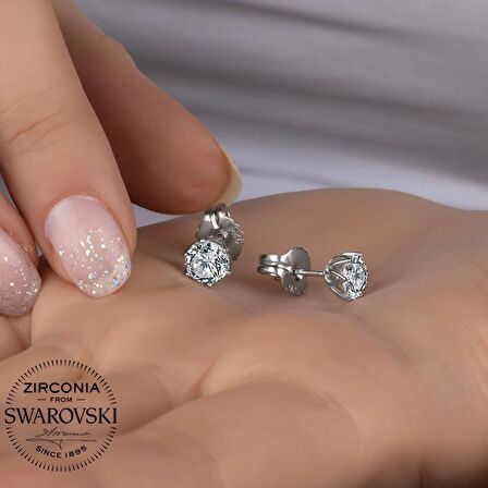 SWAROVSKİ ZİRCONİA PIRLANTA MONTÜR TEK TAŞ 925 AYAR GÜMÜŞ KÜPE