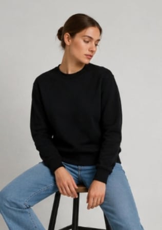 SWEATSHİRT YUMUŞAK DOKULU SİYAH