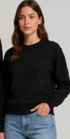 SWEATSHİRT YUMUŞAK DOKULU SİYAH