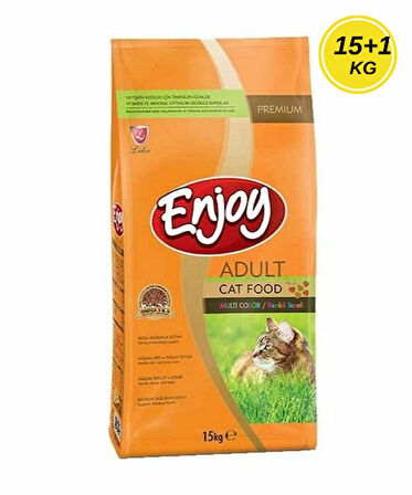 ENJOY MULTICOLOR YETİŞKİN RENKLİ TANELİ KEDİ MAMASI 15 +1 KG 